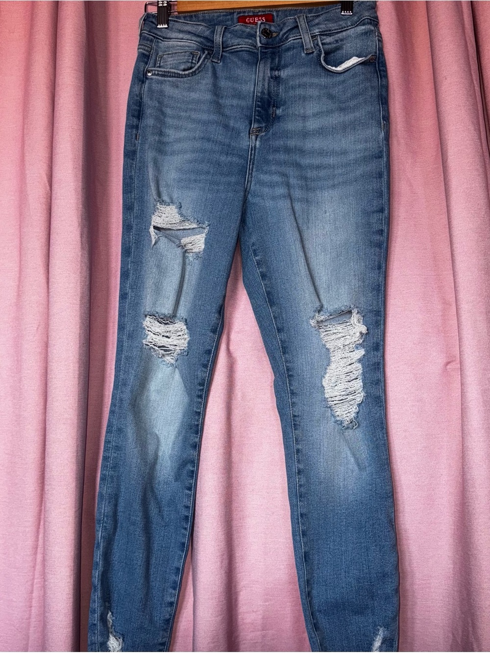 GUESS Distressed Light Blue Skinny Jeans